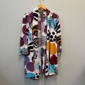 Ali Miles XL Cardigan Sweater Artsy Stretch knit Open Front Lightweight